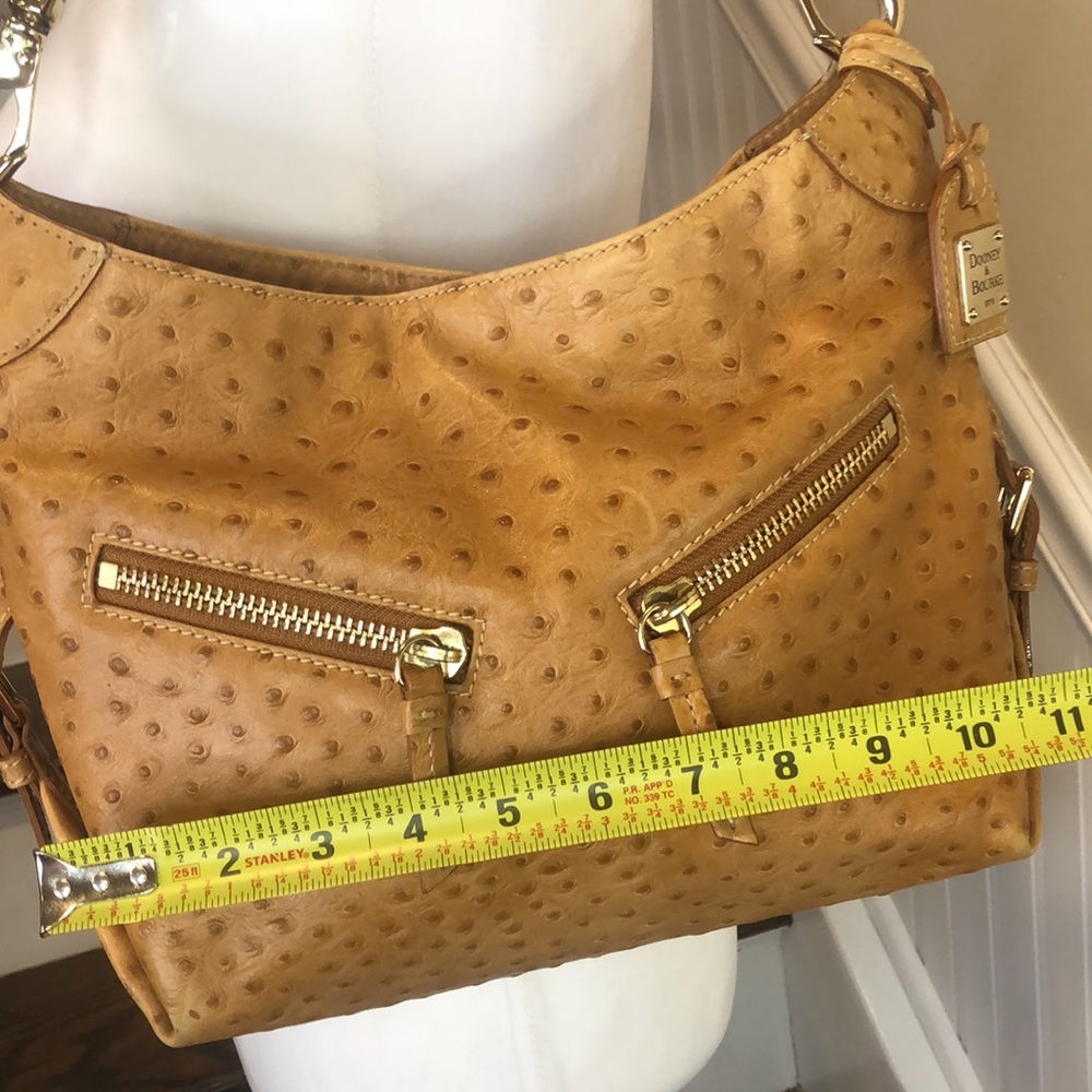 Vintage DOONEY & BOURKE Camel Ostrich Print Leather Shoulder Bag Hobo Design - Picture 12 of 14